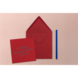 Quadratisches Einzelkarten-Set - 15 x 15 cm - mit Brief-Umschlägen - Rosenrot - 50 Stück - für Grußkarten & mehr - FarbenFroh by GUSTAV NEUSER