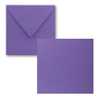 Quadratisches Einzelkarten-Set - 15 x 15 cm - mit Brief-Umschlägen - Violett - 25 Stück - für Grußkarten & mehr - FarbenFroh by GUSTAV NEUSER