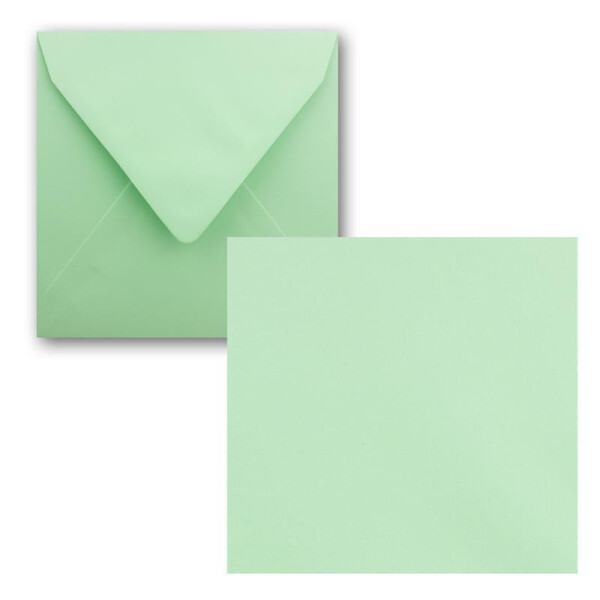 Quadratisches Einzelkarten-Set - 15 x 15 cm - mit Brief-Umschlägen - Mintgrün - 50 Stück - für Grußkarten & mehr - FarbenFroh by GUSTAV NEUSER