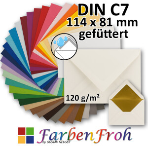 DIN C7 Briefumschlag - mit Goldfutter - spitze Klappe -...