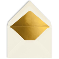 150x kleine Mini-Umschläge in Naturweiss mit Goldfutter - DIN C7 - 8,1 x 11,4 cm - Nassklebung - 120g/m² - kleine Briefumschläge für Gutscheine, Geldgeschenke