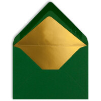 50x kleine Mini-Umschläge in Dunkelgrün mit Goldfutter - DIN C7 - 8,1 x 11,4 cm - Nassklebung - 120g/m² - kleine Briefumschläge für Gutscheine, Geldgeschenke
