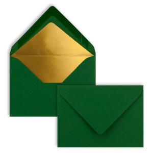 100x kleine Mini-Umschläge in Dunkelgrün mit Goldfutter - DIN C7 - 8,1 x 11,4 cm - Nassklebung - 120g/m² - kleine Briefumschläge für Gutscheine, Geldgeschenke