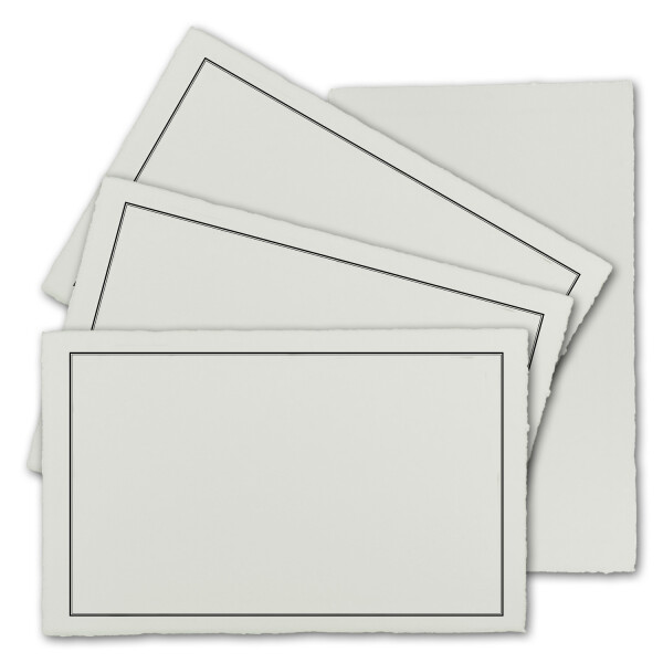 50 Stück Trauer-Karte ohne Falz aus Büttenpapier, 225 g/m², naturweiß mit schwarzem dünnem doppeltem Trauer-Rand, Größe B6 - 11,3 x 17,5 cm