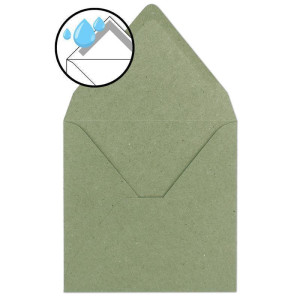 100x Vintage-Umschläge quadratisch aus grünem Kraftpapier - nachhaltig - 15,5 x 15,5 cm - Nassklebung Spitzklappe - NEUSER PAPIER