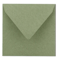 500x Vintage-Umschläge quadratisch aus grünem Kraftpapier - nachhaltig - 15,5 x 15,5 cm - Nassklebung Spitzklappe - NEUSER PAPIER