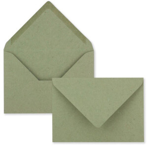 400x kleine Umschläge aus Kraftpapier in Grün DIN C7 8,1 x 11,4 cm mit Spitzklappe und Nassklebung in 110 g/m² - kleiner blanko Mini-Umschlag