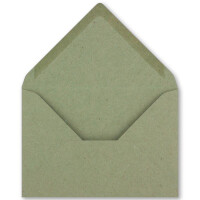 500x kleine Umschläge aus Kraftpapier in Grün DIN C7 8,1 x 11,4 cm mit Spitzklappe und Nassklebung in 110 g/m² - kleiner blanko Mini-Umschlag