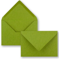 100x kleine Umschläge aus Kraftpapier in Hellgrün DIN C7 8,1 x 11,4 cm mit Spitzklappe und Nassklebung in 110 g/m² - kleiner blanko Mini-Umschlag