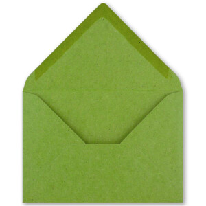 250x kleine Umschläge aus Kraftpapier in Hellgrün DIN C7 8,1 x 11,4 cm mit Spitzklappe und Nassklebung in 110 g/m² - kleiner blanko Mini-Umschlag