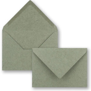 200x kleine Umschläge aus Kraftpapier in Grau DIN C7 8,1 x 11,4 cm mit Spitzklappe und Nassklebung in 110 g/m² - kleiner blanko Mini-Umschlag