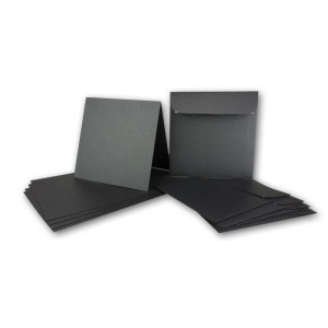 ARTOZ NORDANA 15x Quadratisches Faltkarten-Set mit Umschlägen - black glow - 300 g/m² - 15,5 x 15,5 cm - schimmerndes Papier zum Basteln & Drucken