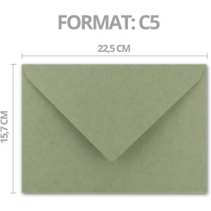 25x Vintage Brief-Umschläge DIN C5 Kraftpapier 120 g/m² - 157 x 225 mm - grün Recycling - Nassklebung Spitzklappe - UmWelt by GUSTAV NEUSER