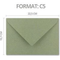 200x Vintage Brief-Umschläge DIN C5 Kraftpapier 120 g/m² - 157 x 225 mm - grün Recycling - Nassklebung Spitzklappe - UmWelt by GUSTAV NEUSER