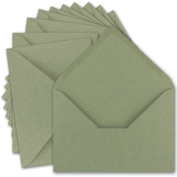 500x Vintage Brief-Umschläge DIN C5 Kraftpapier 120 g/m² - 157 x 225 mm - grün Recycling - Nassklebung Spitzklappe - UmWelt by GUSTAV NEUSER