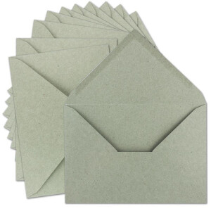 400x Vintage Brief-Umschläge DIN C5 Kraftpapier 120 g/m² - 157 x 225 mm - grau Recycling - Nassklebung Spitzklappe - UmWelt by GUSTAV NEUSER