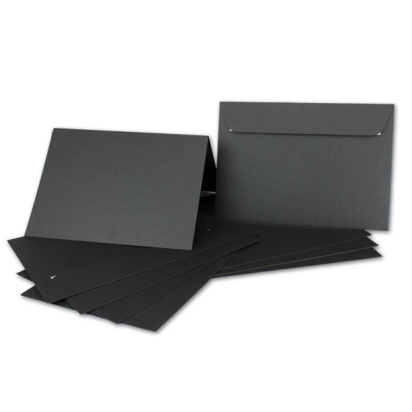 ARTOZ NORDANA 15x DIN A5 Faltkarten-Set mit DIN C5 Umschlägen - black glow - 300 g/m² - 14,8 x 21 cm - schimmerndes Papier zum Basteln & Drucken
