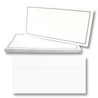 100x Trauerkarten Set mit Umschlag DIN LANG - Motiv grauer Trauerrand - Danksagungskarten Trauer Ohne Fenster - würdevolle Beileidskarte