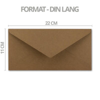 200x Kraftpapier Umschläge DIN Lang - Braun ÖKO - Nassklebung 11 x 22 cm - 120 g/m² Spitzklappe - Vintage Kuverts - von NEUSER PAPIER
