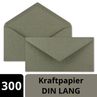 300x Kraftpapier Umschläge DIN Lang - Grau ÖKO - Nassklebung 11 x 22 cm - 120 g/m² Spitzklappe - Vintage Kuverts - von NEUSER PAPIER