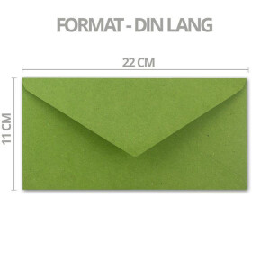 300x Kraftpapier-Umschläge DIN Lang - Hell-Grün - Nassklebung 11 x 22 cm - Brief-Umschläge aus Recycling-Papier - Vintage Kuverts von NEUSER PAPIER