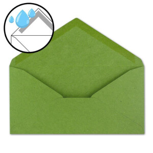50x Kraftpapier-Umschläge DIN Lang - Hell-Grün - Nassklebung 11 x 22 cm - Brief-Umschläge aus Recycling-Papier - Vintage Kuverts von NEUSER PAPIER
