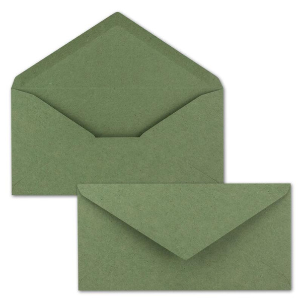 250x Kraftpapier-Umschläge DIN Lang - Grün - Nassklebung 11 x 22 cm - Brief-Umschläge aus Recycling-Papier - Vintage Kuverts von NEUSER PAPIER