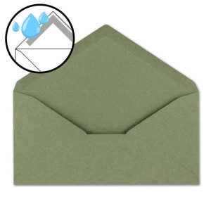 50x Kraftpapier-Umschläge DIN Lang - Grün - Nassklebung 11 x 22 cm - Brief-Umschläge aus Recycling-Papier - Vintage Kuverts von NEUSER PAPIER