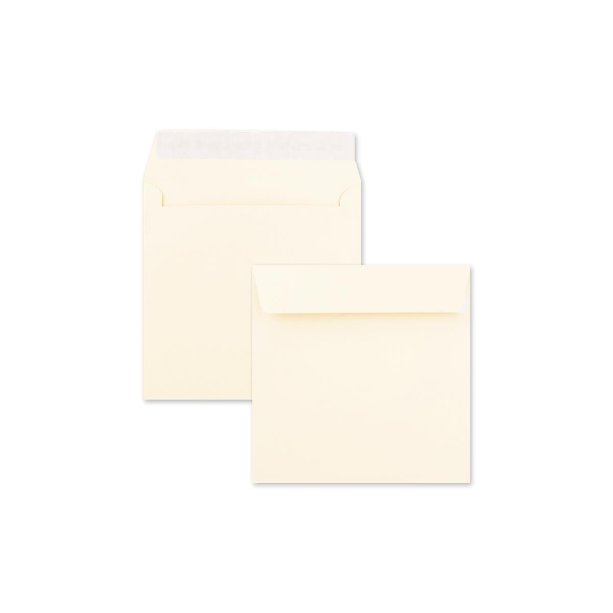 50x quadratische Brief-Umschläge 15,5 x 15,5 cm Opal-Weiß starke Qualität 120 g/m² Haftklebung Quadratische Kuverts für Einladungs-Karten