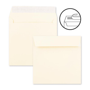 200 x Kuverts in Creme - quadratische Brief-Umschläge - 15,5 x 15,5 cm - Haftklebung - matte Oberfläche - formstabile Post-Umschläge