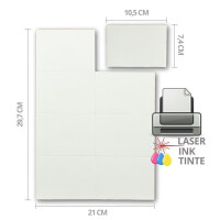 40 Stück - Visitenkarten 7,4 x 10,5 cm (DIN A7) aus echtem Büttenpapier zum Selbstdrucken auf 5 A4 Bogen
