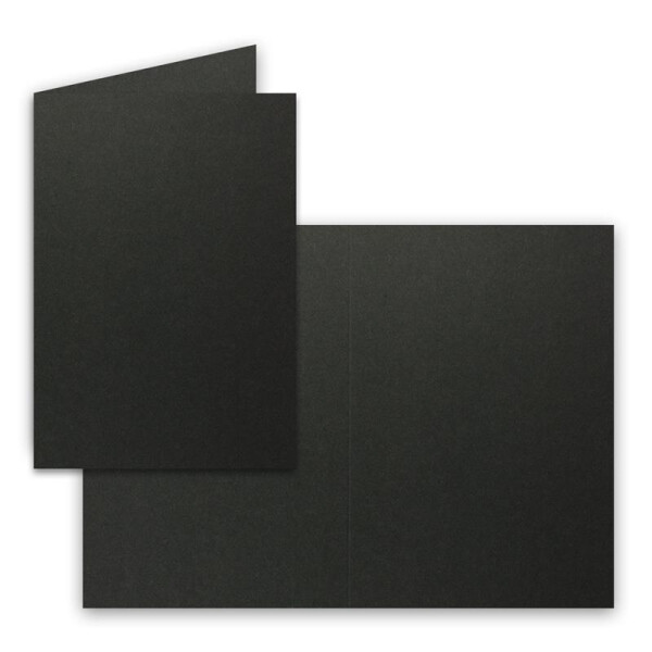 50 Faltkarten B6 - Schwarz - Blanko Doppel-Karten - 12 x 17 cm - sehr formstabil - für Drucker geeignet - Serie: FarbenFroh