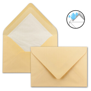 300x Karten-Set DIN B6 - 12 x 17 cm - 120 x 170 mm - Falt-Karten mit Brief-Umschlägen & Einlege-Blättern - Gerippte Struktur Oberfläche - Honig-Gelb - Vintage Einladungskarten