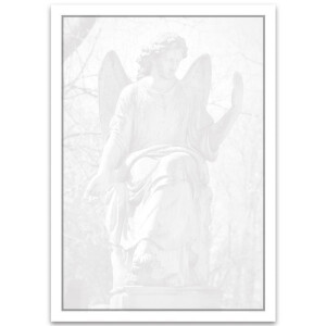 150x Trauerbrief A4 mit Umschlag Din Lang 22 x 11 cm - grauer Trauerrand mit Engel Motiv - Premium Qulität für Traueranzeigen - Trauerdanksagung - Trauerpost