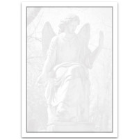 150x Trauerbrief A4 mit Umschlag Din Lang 22 x 11 cm - grauer Trauerrand mit Engel Motiv - Premium Qulität für Traueranzeigen - Trauerdanksagung - Trauerpost