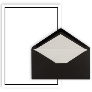 200x Trauerbrief A4 mit Umschlag Din Lang 22 x 11 cm - schwarzer Trauerrand - zeitloses schlichtes Design - Premium Qulität für Traueranzeigen - Trauerdanksagung - Trauerpost