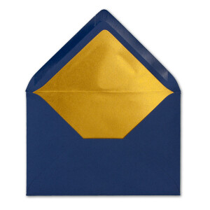 50x Briefumschläge B6 mit Gold Innenfutter - 12,5 x 17,6 cm - Nachtblau - (Blau) - gefüttert mit metallic Papier - Nassklebung - FarbenFroh by GUSTAV NEUSER