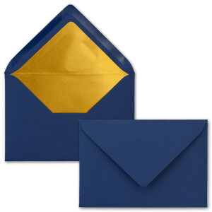 250x Briefumschläge B6 mit Gold Innenfutter - 12,5 x 17,6 cm - Nachtblau - (Blau) - gefüttert mit metallic Papier - Nassklebung - FarbenFroh by GUSTAV NEUSER
