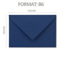250x Briefumschläge B6 mit Gold Innenfutter - 12,5 x 17,6 cm - Nachtblau - (Blau) - gefüttert mit metallic Papier - Nassklebung - FarbenFroh by GUSTAV NEUSER