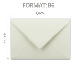 25x - Brief-Umschläge B6 mit Gold Innenfutter - 12,5 x 17,6 cm - Naturweiß - (Weiß) - Nassklebung - FarbenFroh by GUSTAV NEUSER