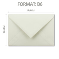 200x - Brief-Umschläge B6 mit Gold Innenfutter - 12,5 x 17,6 cm - Naturweiß - (Weiß) - Nassklebung - FarbenFroh by GUSTAV NEUSER