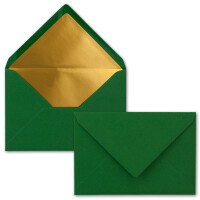 200x - Brief-Umschläge B6 mit Gold Innenfutter - 12,5 x 17,6 cm - Dunkelgrün - (Grün) - Nassklebung - FarbenFroh by GUSTAV NEUSER