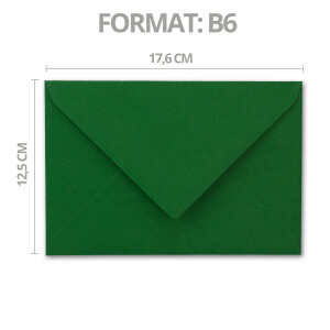 400x - Brief-Umschläge B6 mit Gold Innenfutter - 12,5 x 17,6 cm - Dunkelgrün - (Grün) - Nassklebung - FarbenFroh by GUSTAV NEUSER