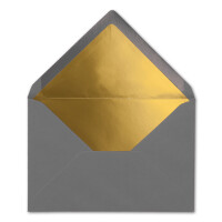 10x - Brief-Umschläge B6 mit Gold Innenfutter - 12,5 x 17,6 cm - Graphit - (Dunkelgrau) - Nassklebung - FarbenFroh by GUSTAV NEUSER