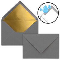50x - Brief-Umschläge B6 mit Gold Innenfutter - 12,5 x 17,6 cm - Graphit - (Dunkelgrau) - Nassklebung - FarbenFroh by GUSTAV NEUSER