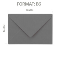 50x - Brief-Umschläge B6 mit Gold Innenfutter - 12,5 x 17,6 cm - Graphit - (Dunkelgrau) - Nassklebung - FarbenFroh by GUSTAV NEUSER