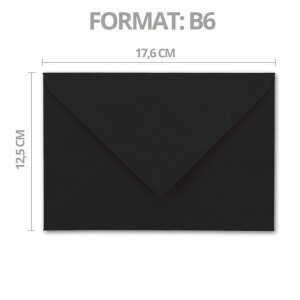 50x - Brief-Umschläge B6 mit Gold Innenfutter - 12,5 x 17,6 cm - Schwarz - (Schwarz) - Nassklebung - FarbenFroh by GUSTAV NEUSER