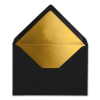 50x - Brief-Umschläge B6 mit Gold Innenfutter - 12,5 x 17,6 cm - Schwarz - (Schwarz) - Nassklebung - FarbenFroh by GUSTAV NEUSER