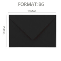 300x - Brief-Umschläge B6 mit Gold Innenfutter - 12,5 x 17,6 cm - Schwarz - (Schwarz) - Nassklebung - FarbenFroh by GUSTAV NEUSER