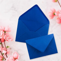50x kleine Umschläge in Royalblau DIN C7 8,1 x 11,4 cm mit Spitzklappe und Nassklebung in 110 g/m² - kleiner blanko Mini-Umschlag